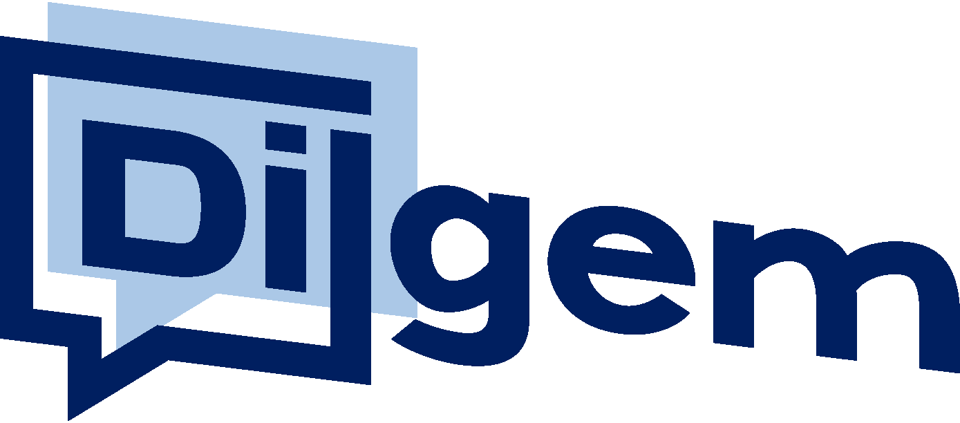 Dilgem logo: speech bubble design.